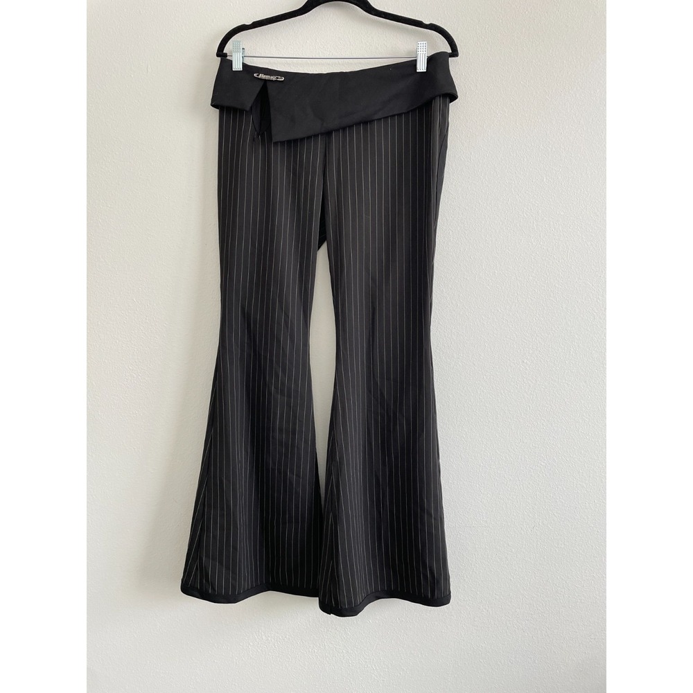 Named Collective Allure Foldover Stretch Sculpt Trousers Pinstripe Black Flare M